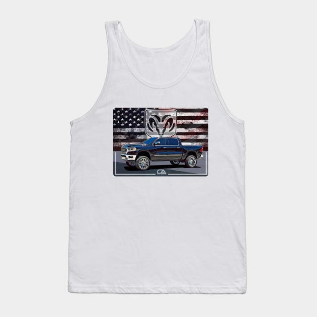 Dodge Ram and The American Flag Tank Top by GasAut0s